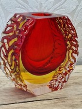 Murano Glas Vase Blockvase Mandruzzato Sommerso Design Vintage 1950/60er Alt