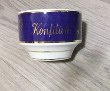 DDR Schale Porzellan Geschirr  weiß kobaltblau Goldmuster Konfitüre Früchte Obst