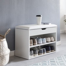 Schuhbank 60x40x30cm Garderobenbank Holz Sitzbank Kunstleder Flurbank Schuhtruhe