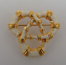 Neugablonz: Geschwungene Brosche Emaille um 1970 (36584)