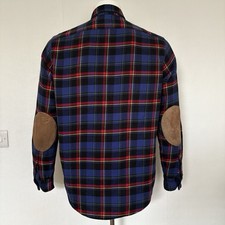 Ralph Lauren Flanellhemd Herren Medium Tartan kariert Ellenbogen Patches Freizeit Smart