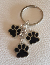 Geschenk Schlüsselanhänger Pfote Hund Katze, Karabiner f. Schlüsselbund Rucksack