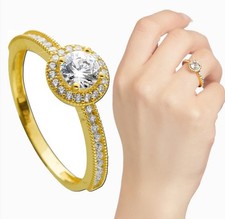 ECHT GOLD *** Klassischer Damen Ring Verlobungsring Brillant-Schliff Zirkonia