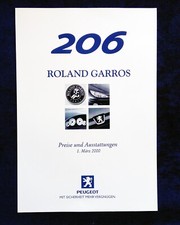 Peugeot 206, Roland Garros,  Preisliste v. 01.03.2000,