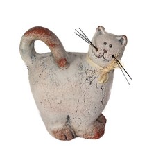 Katze Dekofigur rustikal Skulptur Dekoration - Tierfigur Höhe 11,5 cm Deko