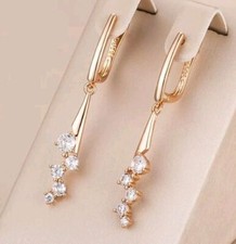 Luxus Ohrringe Ohrhänger 585er Rolled Roségold Walzgold mit natürlichen Zirkonia