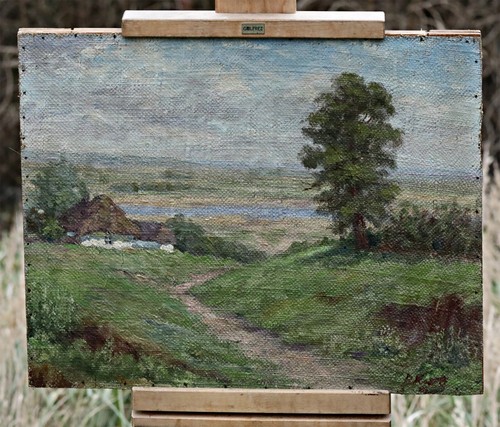 Ländliche landschaft mit weg - ländliche,