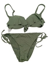 CALZEDONIA Damen Bikini Grün Gr. 34 Feminin mit Rüschen