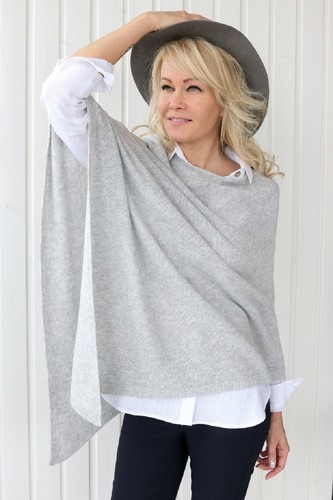 Kaschmir poncho hellgrau cape - kaschmir,