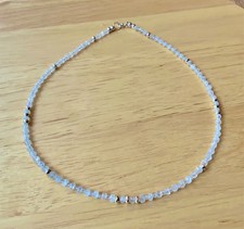 Kette Edelstein Regenbogen Mondstein 925er Silber 45cm