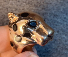 Vintage Schmuck- Set Panther goldfarben Ring 16 mm innen schwer + Ohrstecker top