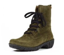 EL Naturalista Yggdrasil COMBAT 42 Stiefeletten olivgrün Velour Leder Neuwertig