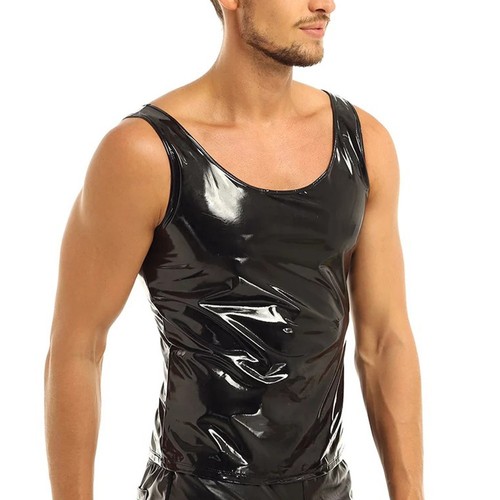 Schwarzes pvc lackleder tank - schwarzes,