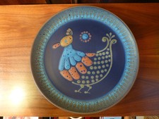 Kupfermühle Wandteller Vogel Huhn Hahn 28 cm vintage Keramik sehr gut TOPP