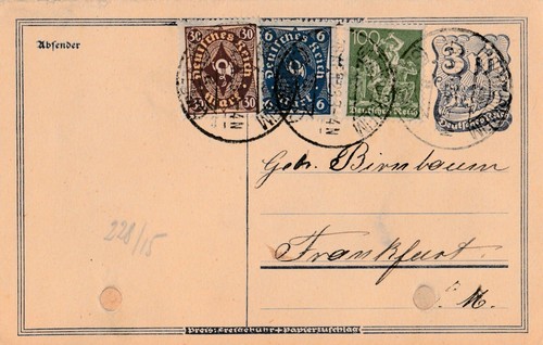 Postkarte 1923 verschickt von