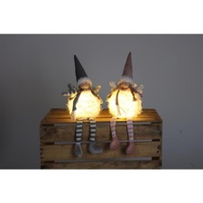 Weihnachtsdeko Engel mit LED Kantenhocker sitzend Dekofigur Weihnachtsengel