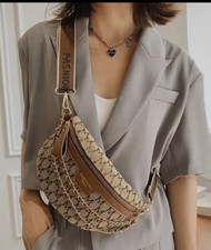 CROSSBODY BAG GÜRTELTASCHE UMHÄNGETASCHE 24*16*7cm SEGELTUCH KETTE BREITER GURT