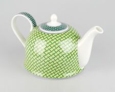 JAMESON&TAILOR Iglu-Teekanne, geom. Dekor "grüne Karos", Brillantporzellan, 1,1l