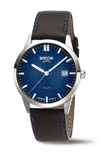 Boccia Titanium Herren Armbanduhr Uhr Titan 3673-01 Dunkelbraun Solar Lederband