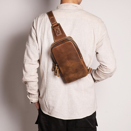Herren brusttasche leder retro - leder,