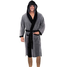 BADEMANTEL HERREN KUSCHLIG WEICH SAUNA GRAU MORGENMANTEL MIT KAPUZE GR. S - 11XL