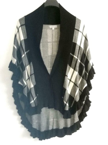 Poncho kariert cardigan - s/w,