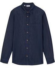 Neu Jeanshemd Gr. 128/134 Dunkelblau Denim Jungen Langarm Jeans-Hemd T-Shirt