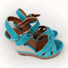 ASH Wedges Sandalen Keilabsatz Plateau  Kork  Leder Türkis Gr. 37 Top Zustand