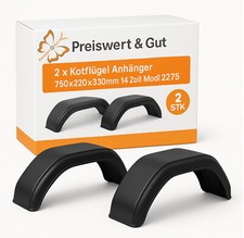 2 x Kotflügel Anhänger 14 Zoll Kunststoff 2275 750x220x330mm Schutzblech 
