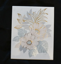Fliese 20 x 25 cm Vintage Blumen Golddekor