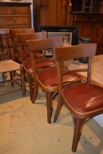 4 THONET Stühle Weinrot um