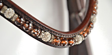 TRENSE, braun mit Perlen+Strass, Reithalfter schwed-kombiniert, Gr. Cob Vollblut