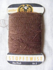 Stopfgarn nähen Garn Stopfwolle alt basteln braun Heinzeganz perlon Stopftwist