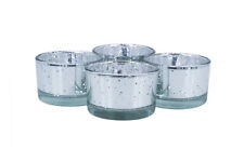 4 Teelichthalter 51x33mm Teelichtgläser Kerzenhalter Teelichtglas Set uni silber