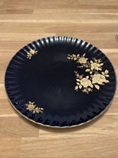 Echt Kobalt Wunsiedel Bavaria Porzellan 24 Karat Gold Großer Teller Servier