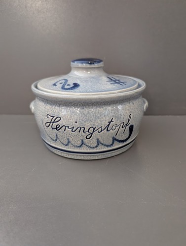 Heringstopf grau blau rund - , mit