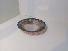 Versilberte Obstschale Vintage – Durchbrucharbeit floraler Rand – Metall Schale