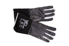 WIG pro Schweißerhandschuhe Rindnarbenleder schwarz mit Rindspaltleder-Stulpe