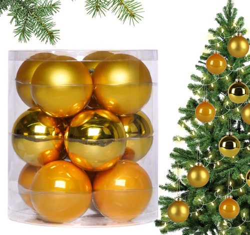 Weihnachtskugeln gold 8cm - 8cm, glas