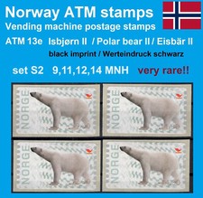 Norway Norwegen ATM 13 e Polar bear II black imprint set S2 9,11,12,14 MNH Frama