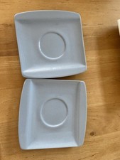 2 Hellblaue Untertassen Teller 13x13 Cm Stelle Geschirr ein Oder Für Kerzen