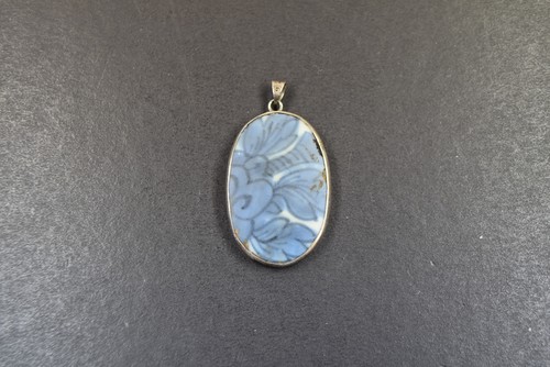 Anhänger silber mit porzellan - silber,