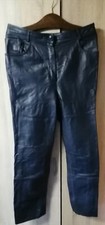 Blaue Damen Biker-Lederhose -Echt Leder Gr. 38/40 Genuine
