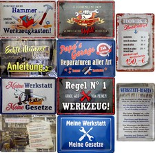 Blechschild Schild 20x30cm Werkstatt Handwerker Schrauber Regeln Gesetze Hammer