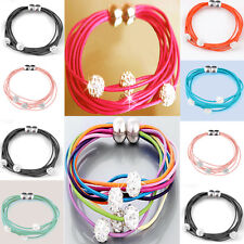 2 St. Unisex Shamballa Leder Armband Wickelarmband Echtleder Schmuck Bead 9 mm