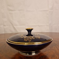 KHM Bavaria Deckeldose Echt Kobalt Goldstaffage Porzellan