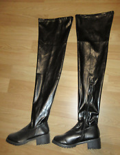 Kunstleder Stiefel Overknee Crotch schwarz Gr. 40 / 41 ungetragen