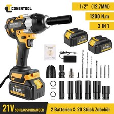 Elektro-Schlagschrauber 1200N Akku-Schlagschrauber Bürstenlos 4600RPM mit 2Akkus