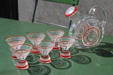 Altes Glas Likör Set