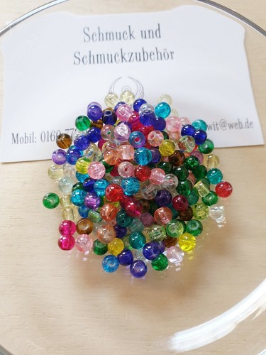 100 bunte crackle glasperlen - 100,